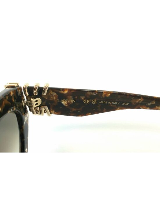 Lanvin LNV671S 239 50mm Oval Cat Eye Sunglasses Textured Brown Gold Gradient